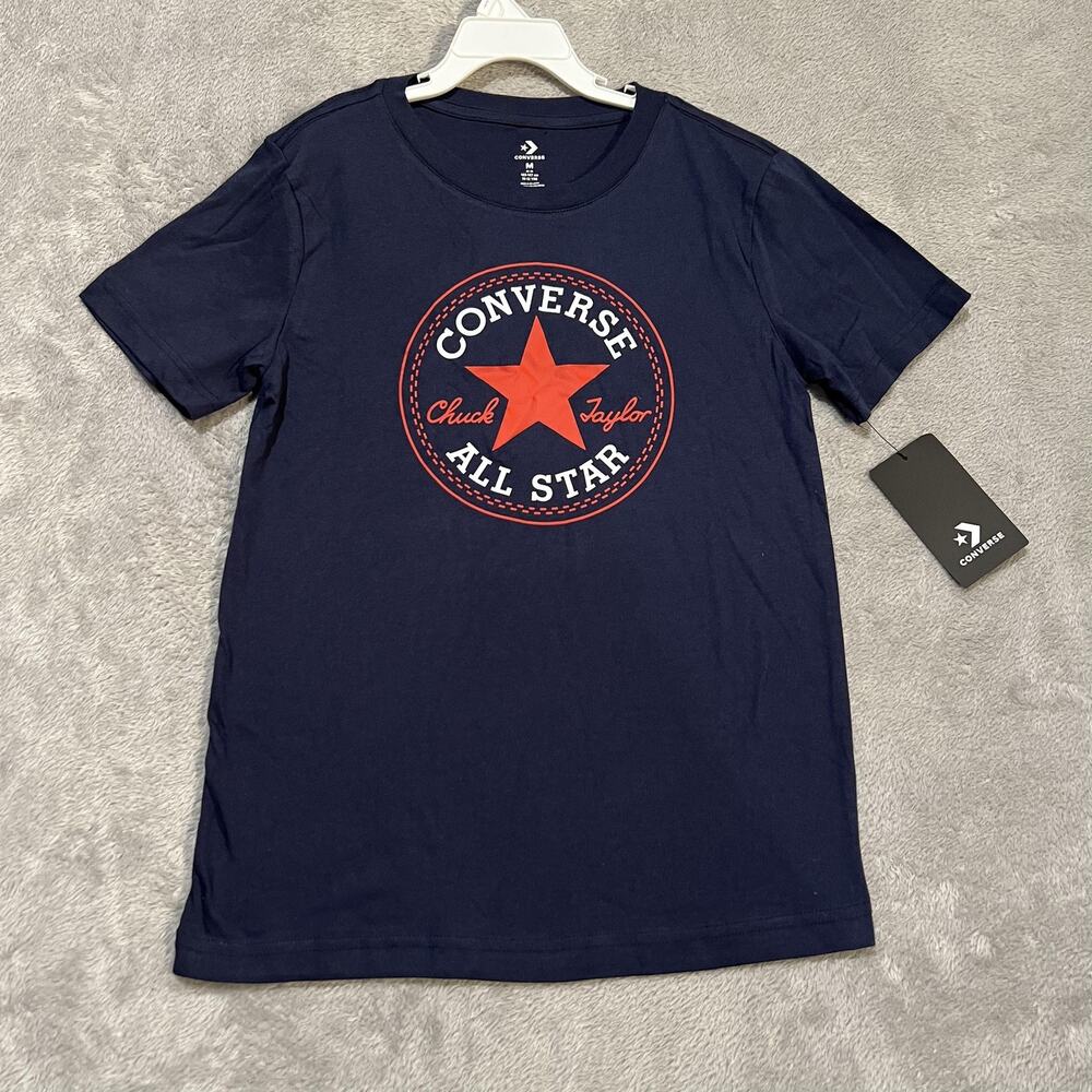 Converse Shirt Youth Medium 10-12 Navy Chuck Taylor All Star Graphic Tee New